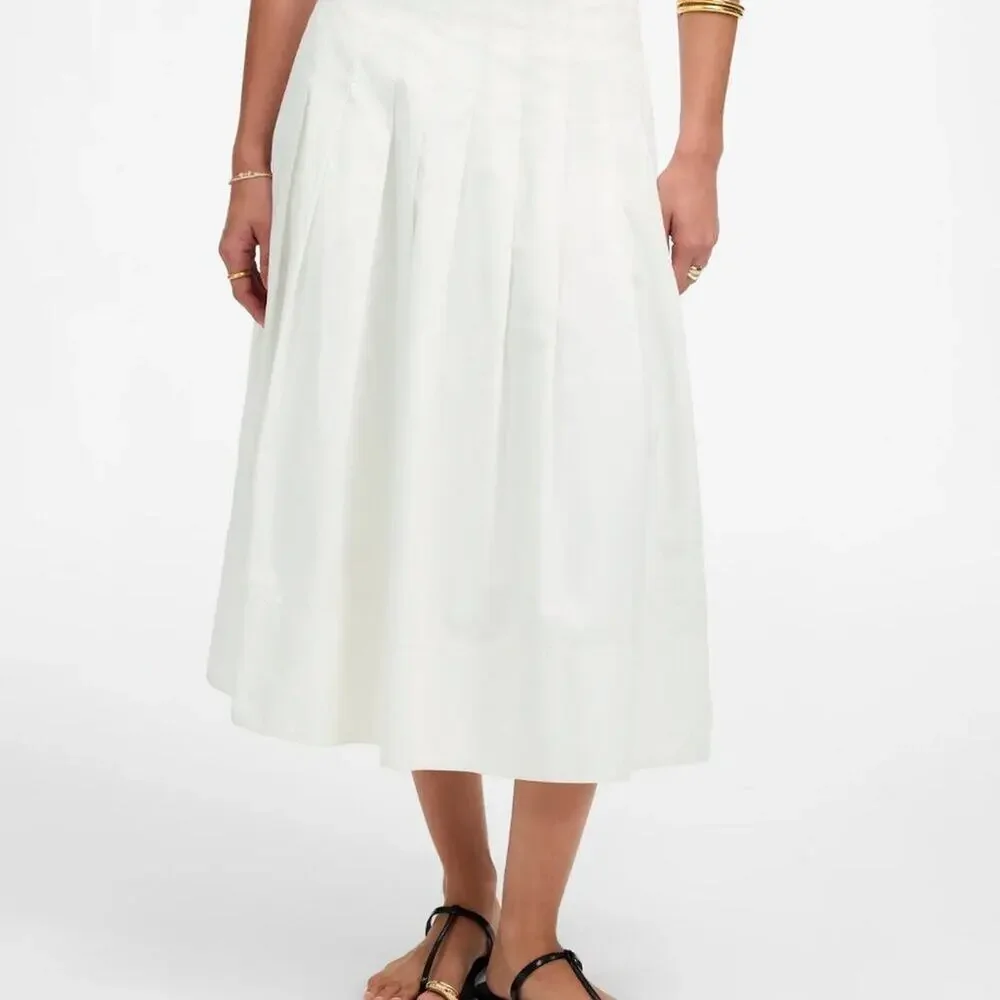 NWT Madewell Gemma Pleated Midi Skirt Cotton Poplin Size 12 - Picture 2 of 6